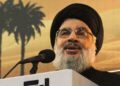 El líder de Hezbollah, Hassan Nasrallah, se dirige a sus partidarios en Beirut, Líbano, el 3 de noviembre de 2014. (AFP / STR)