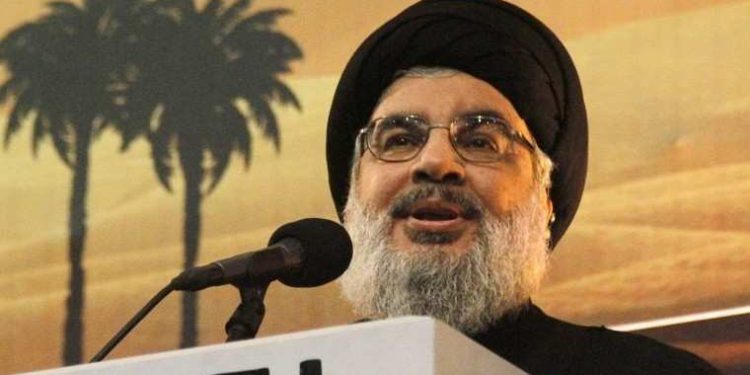 El líder de Hezbollah, Hassan Nasrallah, se dirige a sus partidarios en Beirut, Líbano, el 3 de noviembre de 2014. (AFP / STR)