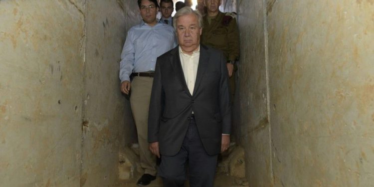 Israel lleva al secretario general de la ONU a conocer los túneles del terror de Hamás
