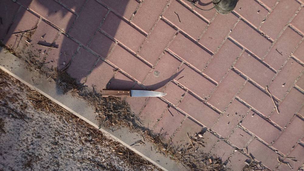 Un cuchillo usado en un intento de ataque de apuñalamiento en el cruce de Tapuah el 19 de agosto de 2017 (portavoz de la policía)