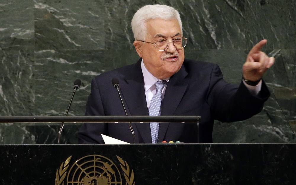 El presidente de la Autoridad Palestina, Mahmoud Abbas, habla durante la Asamblea General de las Naciones Unidas en la sede de la ONU, el 20 de septiembre de 2017. (AP / Seth Wenig)