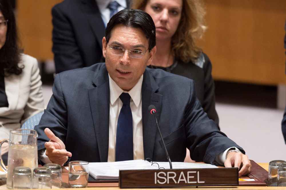 Danny Danon, Representante Permanente de Israel ante las Naciones Unidas, se dirige a la reunión del Consejo de Seguridad el 18 de octubre de 2017. (Foto de la ONU / Rick Bajornas)