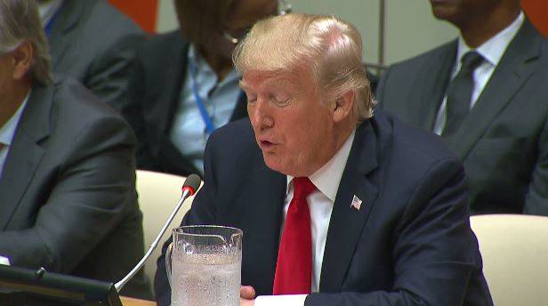 El presidente de los Estados Unidos, Donald Trump, se dirige a un panel de la ONU sobre la reforma del organismo internacional, 18 de septiembre de 2017. (Captura de pantalla: sitio web del Departamento de Estado de EE. UU.)