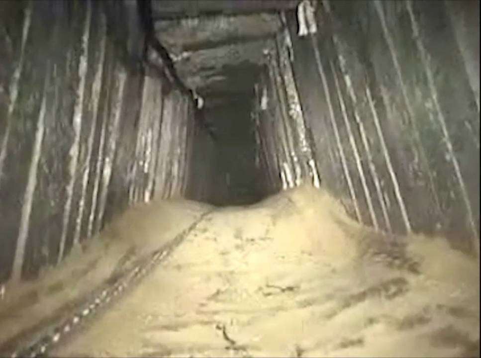 Un túnel de ataque que fue bombardeado por aviones israelíes el 13 de enero de 2018. (Fuerzas de Defensa de Israel)