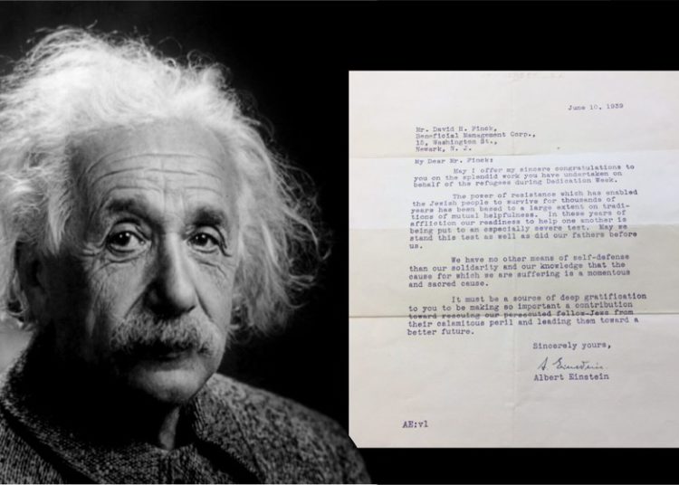 Revelan carta de Einstein agradeciendo a un estadounidense por ayudar a los judíos a huir de la Alemania nazi