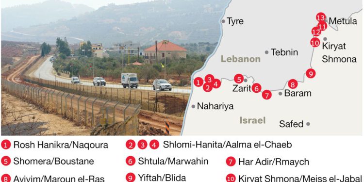 Trece puntos fronterizos que elevan las tensiones entre Israel y el Líbano
