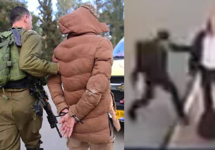 Un soldado israelí arresta a un terrorista musulmán después de una redada en la ciudad de Shjem, el 18 de marzo de 2018. (Portavoz de las FDI)