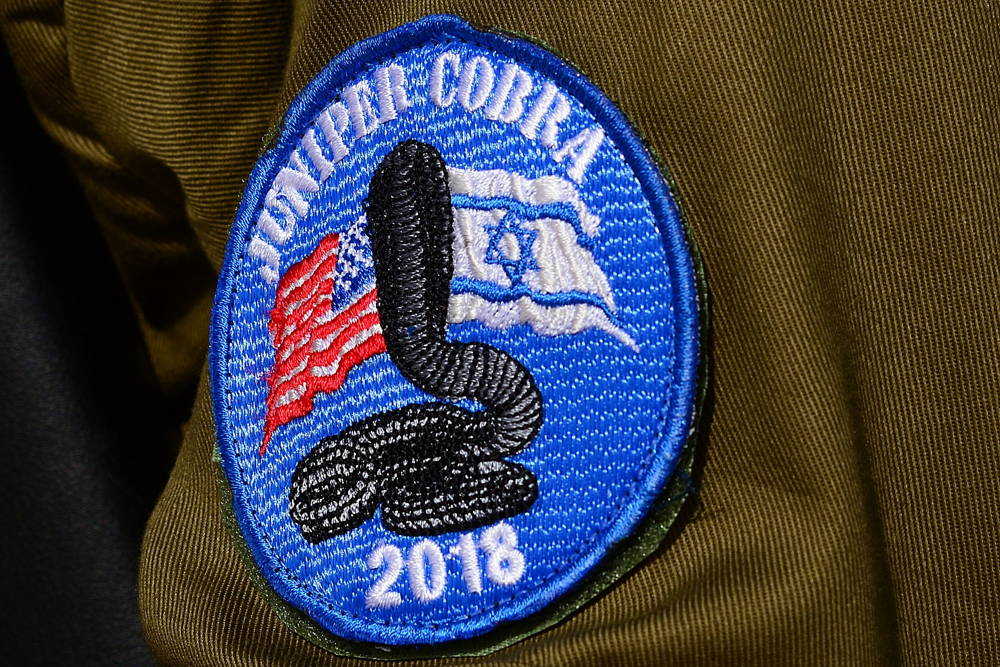 El parche oficial para el ejercicio de defensa aérea Juniper Cobra 2018 en marzo de 2018. (Ejército de EE.UU.)
