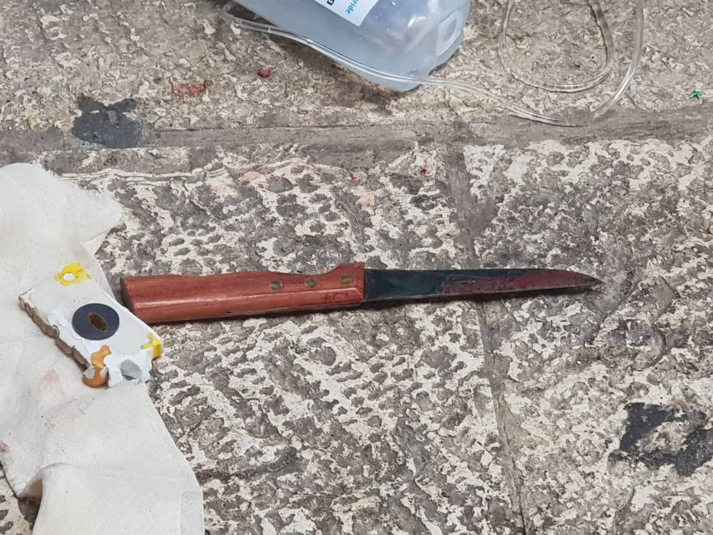 Cuchillo utilizado en el ataque de apuñalamiento de Jerusalén el 18 de marzo de 2018. (Policía de Israel)