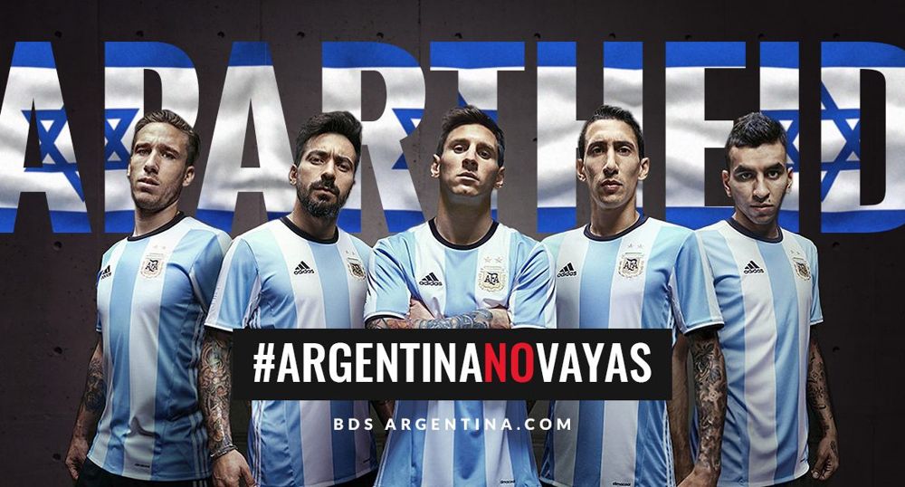 El llamado de BDS Argentina al equipo nacional de fútbol de Argentina para boicotear un partido amistoso contra Israel planeado para Tel Aviv el 9 de junio. (Página de Facebook de BDS Argentina)