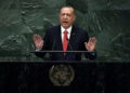 El presidente de Turquía, Recep Tayyip Erdogan, se dirige a la 73ª sesión de la Asamblea General de las Naciones Unidas, en la sede de la ONU, el 25 de septiembre de 2018. (AP Photo / Richard Drew)