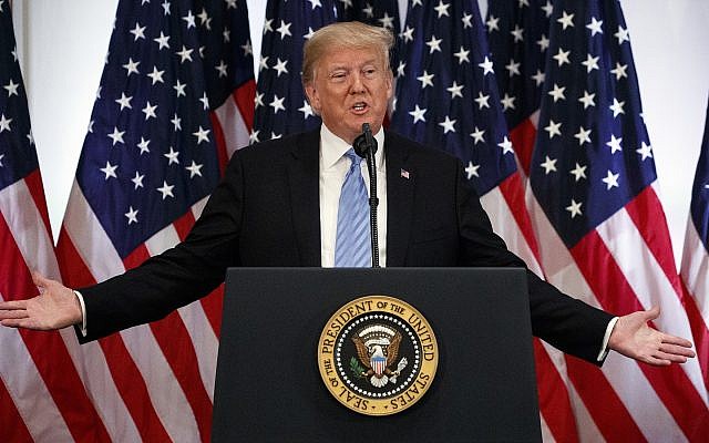 El presidente Donald Trump habla durante una conferencia de prensa en el hotel Lotte New York Palace durante la Asamblea General de las Naciones Unidas, el miércoles 26 de septiembre de 2018 en Nueva York. (AP Photo / Evan Vucci)
