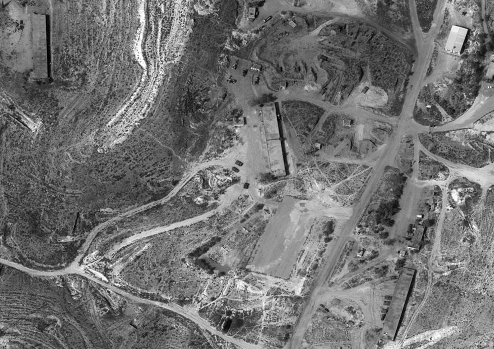 Una fotografía de una base militar siria tomada por el satélite espía Ofek 11 de Israel, que fue lanzada por el Ministerio de Defensa el 17 de septiembre de 2018. (Ministerio de Defensa de Israel)