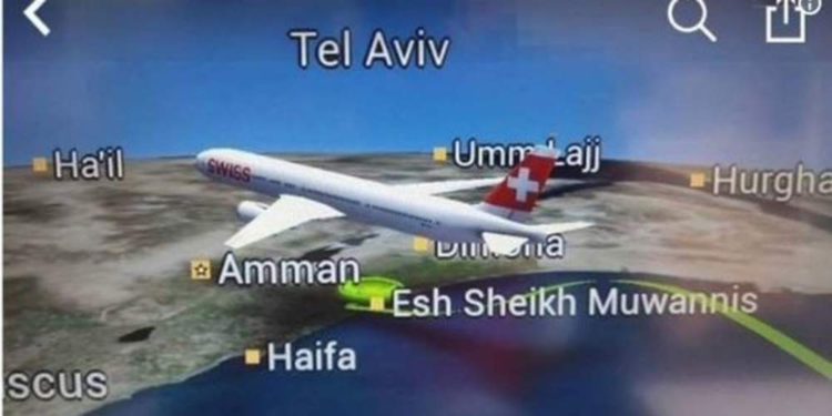 Aerolínea nacional Suiza reemplazó Tel Aviv en mapa por el árabe: Esh Sheikh Muwannis