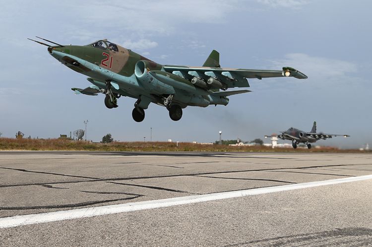 Un SU-25 despegando de la base aérea de Hmeimim en Siria en 2015. Imagen: Ministerio de Defensa de Rusia