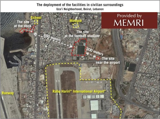 Foto aérea de los sitios de misiles presentados por Netanyahu en la ONU (aawsat.com, 28 de septiembre de 2018)