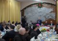 El presidente de la Autoridad Palestina, Mahmoud Abbas, hablando en una cena de Nochebuena en Belén, el 24 de diciembre de 2019. (Wafa)