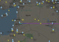 La trayectoria de vuelo del avión de carga iraní sospechoso que sale de Damasco justo antes de los ataques aéreos el 25 de diciembre de 2018. (Crédito de la foto: captura de pantalla)