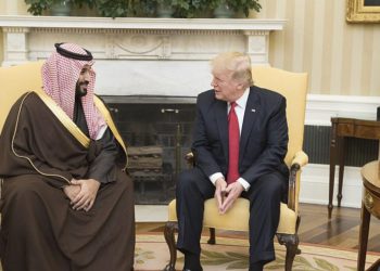El presidente de los Estados Unidos, Donald Trump, con el príncipe heredero de Arabia Saudita, Mohammed bin Salman, durante su reunión el 14 de marzo de 2017, en la Casa Blanca en Washington, DC Crédito: foto oficial de la Casa Blanca por Shealah Craighead.