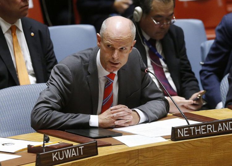 El ministro holandés de Relaciones Exteriores, Stef Blok, se dirige a una reunión del Consejo de Seguridad de las Naciones Unidas durante la 73ª sesión de la Asamblea General de la ONU, en la sede de la ONU, el 27 de septiembre de 2018. (AP Photo / Jason DeCrow)