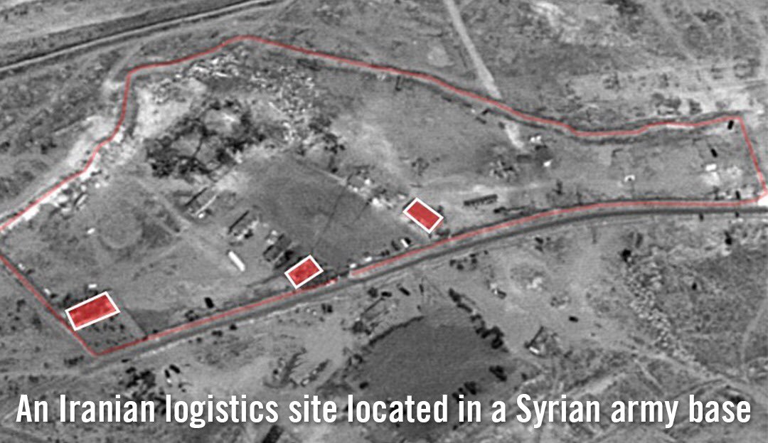 Las imágenes satelitales publicadas por las FDI de lo que dice son instalaciones iraníes dentro de una base del ejército sirio cerca de Damasco, que fueron destruidas en un ataque aéreo israelí el 21 de enero de 2019. (Fuerzas de Defensa de Israel)