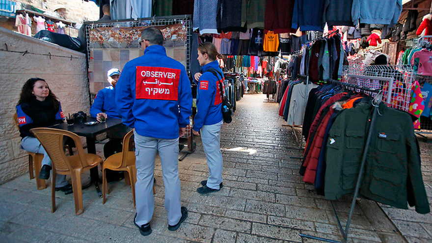 Observadores TIPH en Hebrón (Foto; AFP)