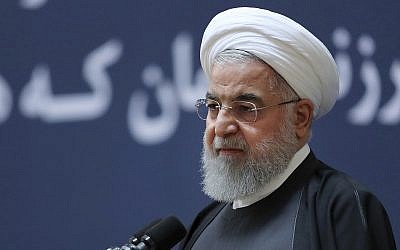 El presidente iraní, Hassan Rouhani, habla en Teherán, Irán, el 10 de enero de 2019 (Oficina de la Presidencia iraní a través de AP)