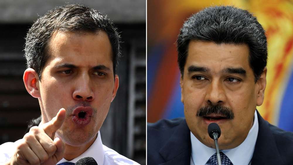 El líder opositor Juan Guaidó y el dictador venezolano Nicolás Maduro