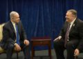 El primer ministro Benjamin Netanyahu (L) y el secretario de Estado de Estados Unidos, Mike Pompeo, se reunieron en la conferencia sobre paz y seguridad en el Medio Oriente en Varsovia, el 14 de febrero de 2019. (Amos Ben Gershom / GPO)