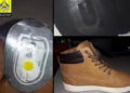 Las imágenes dicen que muestran zapatos con dispositivos de rastreo incautados por Hamás, en ruta a la Franja de Gaza el 16 de febrero de 2019 (captura de pantalla: Twitter)