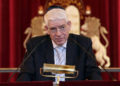 Josef Schuster, presidente del Consejo Central de Judíos en Alemania, hablando en la sinagoga de Westend, en Frankfurt, Alemania, el 26 de septiembre de 2016. (Hannelore Foerster / Getty Images a través de JTA)