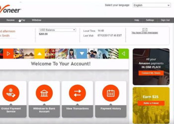 Una captura de pantalla de cómo funciona el sistema de pago Payoneer (captura de pantalla de YouTube)