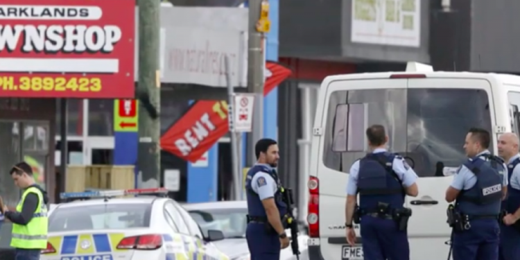 Policía en Christchurch, Nueva Zelanda, después de los disparos en dos mezquitas el 15 de marzo de 2019.