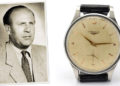 Una foto de Oskar Schindler (L) y su reloj de pulsera, que se vendieron en una subasta en marzo de 2019. (Subasta RR)