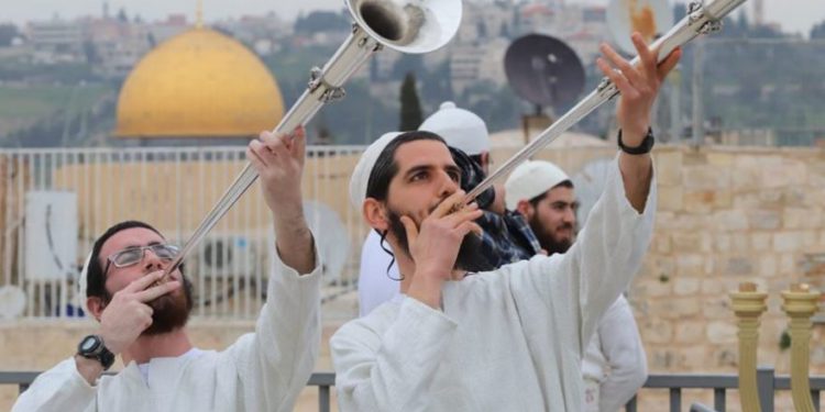 La gente recrea las celebraciones de la Pascua en Jerusalén. (Crédito de la foto: EYTAN ELHADAZ / TPS)