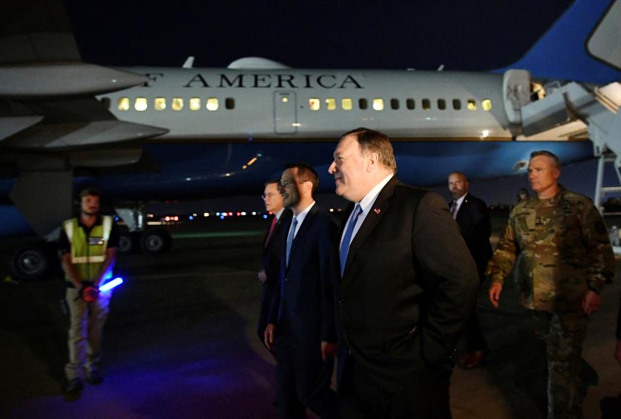 El secretario de Estado de los EE. UU., Mike Pompeo, llega a Bagdad el martes 7 de mayo de 2019.