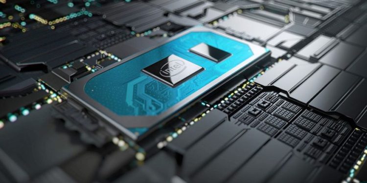 Los nuevos procesadores Intel Core de 10ª generación de Intel Corp. en una placa base (Cortesía)