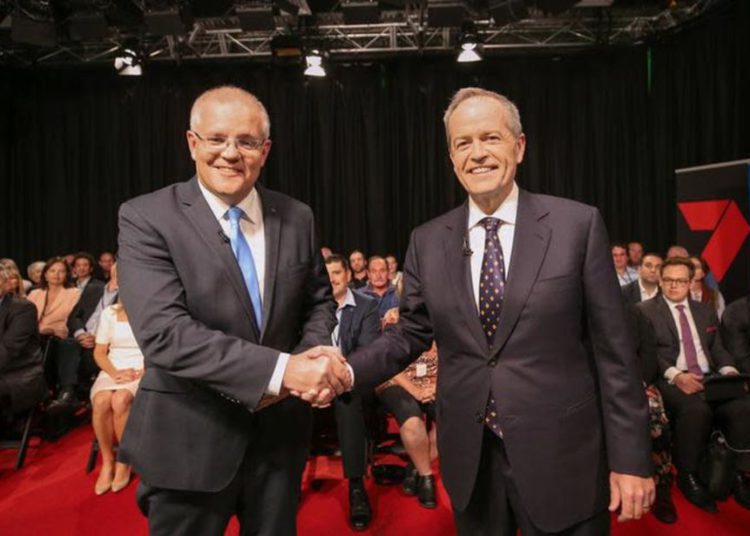 El primer ministro australiano Scott Morrison y el líder de la oposición Bill Shorten. (Crédito de la foto: REUTERS)