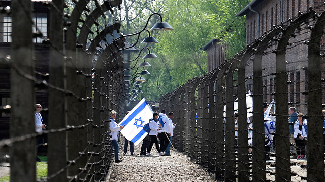 Banderas israelíes en la Marcha de la Vida (Foto: EPA)