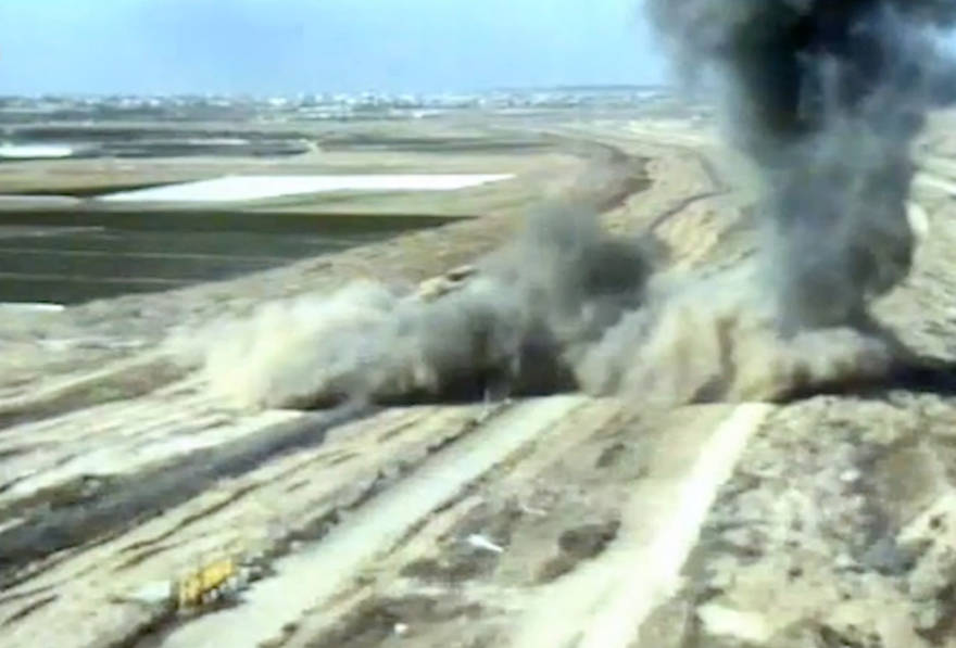 Las FDI dicen que destruyó un túnel de ataque que cruza la frontera entre Gaza y Israel, el 4 de mayo de 2019 (Unidad de Portavoces de las FDI)