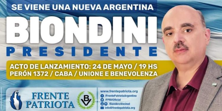 Una pancarta de campaña para el político argentino Alejandro Biondini. (Gorjeo)