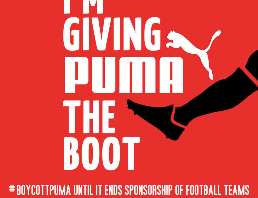 El cartel del BDS instó a un boicot al gigante alemán de ropa deportiva Puma por sus vínculos con Israel