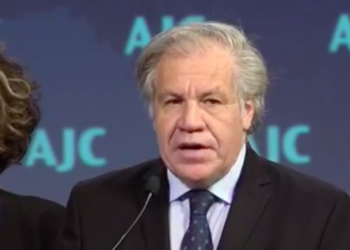 Luis Almagro, secretario general de la Organización de los Estados Americanos, se dirige al Foro Global AJC 2019 en Washington, DC, el 4 de junio de 2019. Crédito: Captura de pantalla.