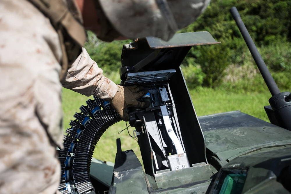 Infantería de Marina de EE.UU. realiza entrenamiento con armas de la AAV en Japón