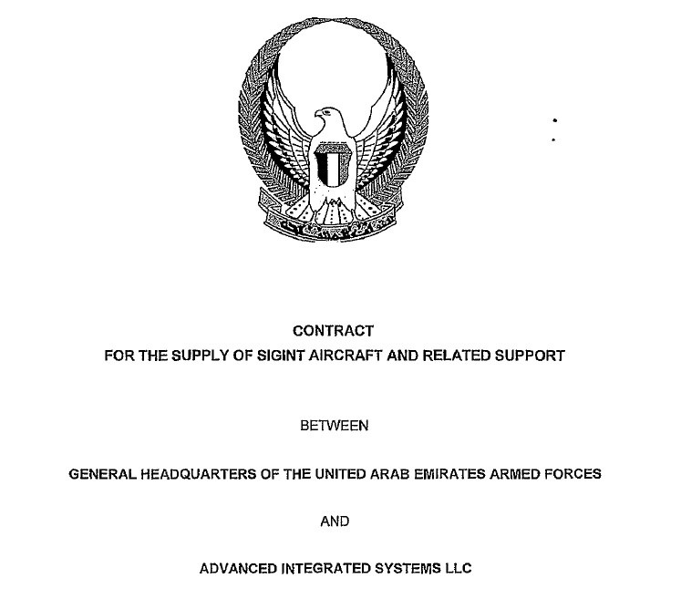 El contrato original del ejército para comprar los aviones espías.