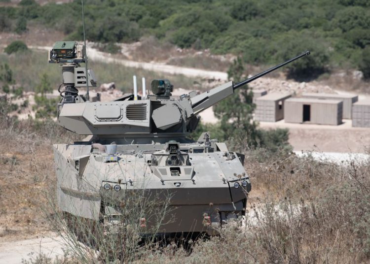 Un prototipo de tanque desarrollado por Elbit Systems como parte del proyecto Carmel del Ministerio de Defensa, que se probó el 4 de agosto de 2019. (Ministerio de Defensa)