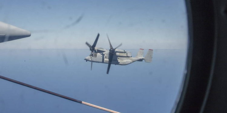 Marines de EE.UU. realizan vuelos transpacíficos en un avión MV-22 con rotor basculante
