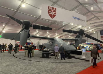 Bell presenta el vehículo aéreo no tripulado Vigilant tiltrotor durante la Exposición Marina de Modern Day
