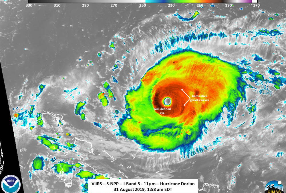 La NASA observa cómo el huracán Dorian de categoría 4 todavía se dirige al noroeste de Bahamas