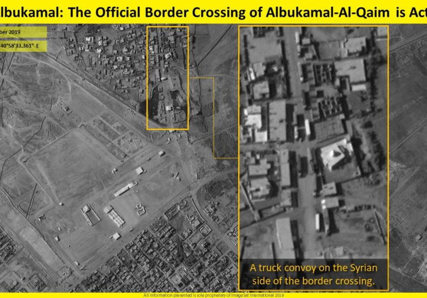 Las imágenes de satélite muestran el convoy de camiones pasando por el cruce. (Crédito de la foto: IMAGESAT INTERNATIONAL (ISI))